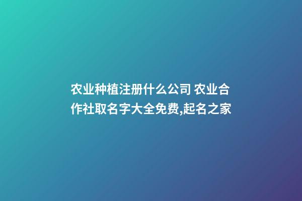 农业种植注册什么公司 农业合作社取名字大全免费,起名之家-第1张-公司起名-玄机派